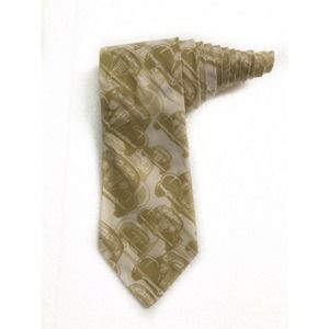 Jerry Becker Classic Cars Beige Tan Vintage Novelty Tie Necktie